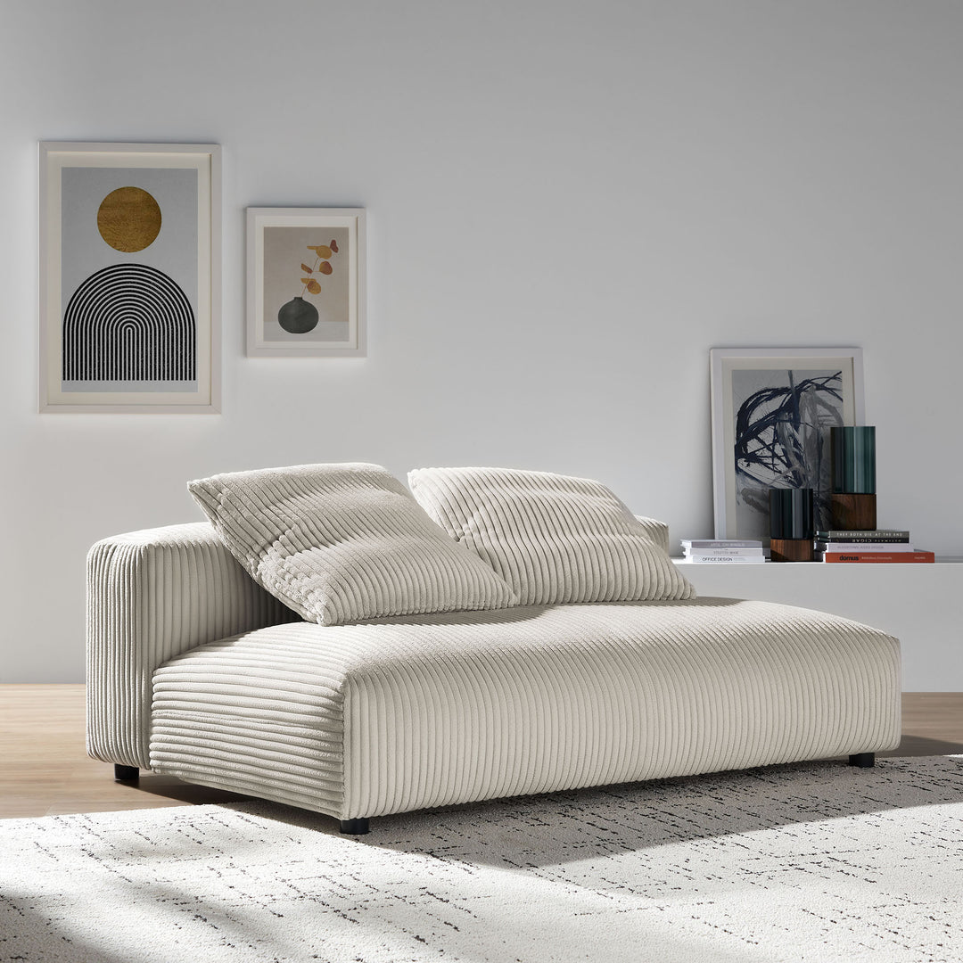 Solace Modular Corduroy Upholstered Armless Loveseat in Almond