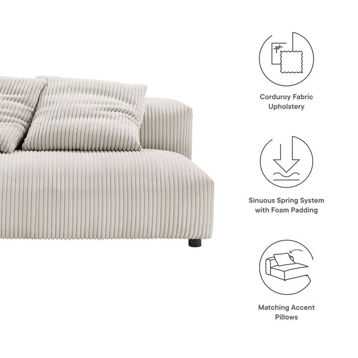 Solace Modular Corduroy Upholstered Armless Loveseat in Almond