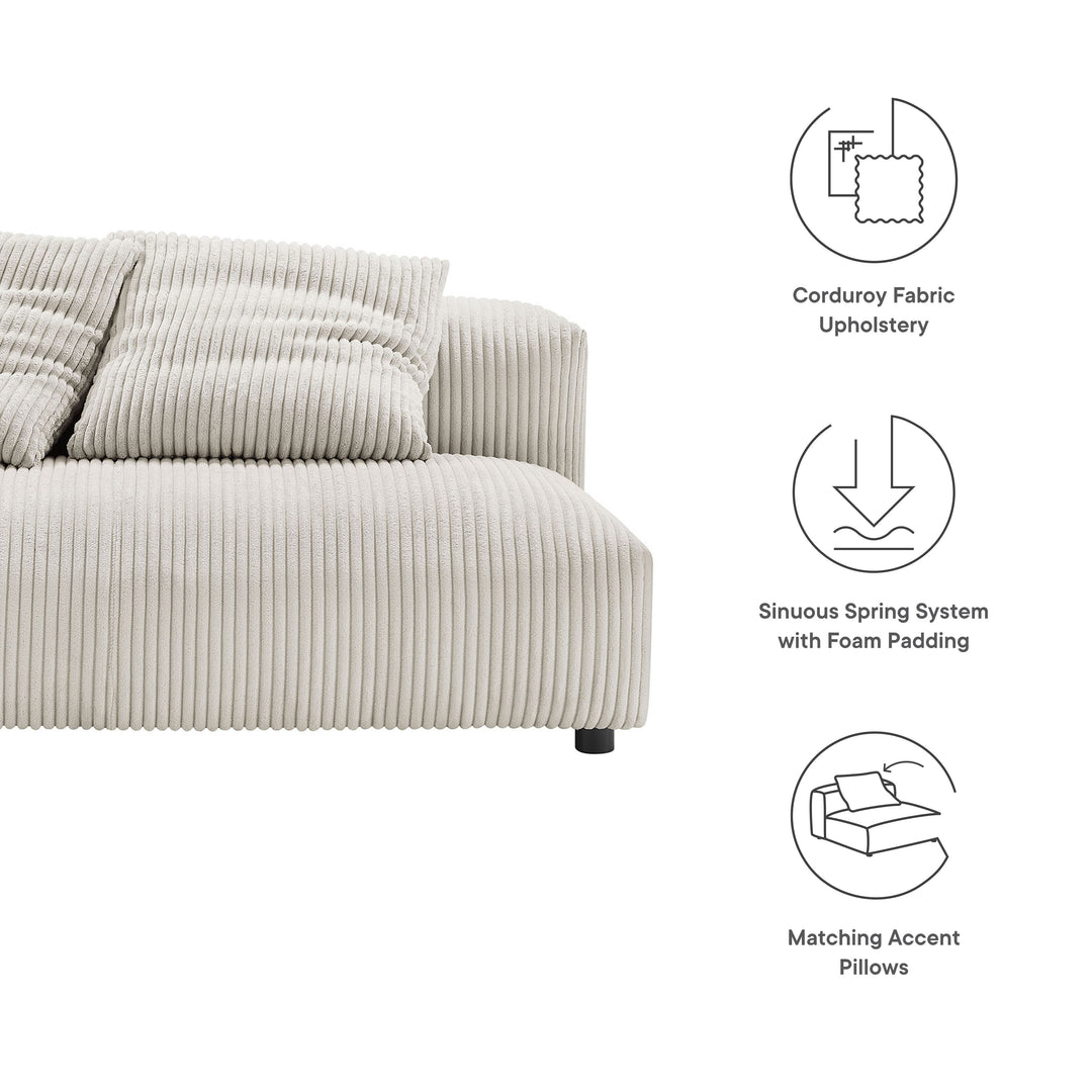 Solace Modular Corduroy Upholstered Armless Loveseat in Almond