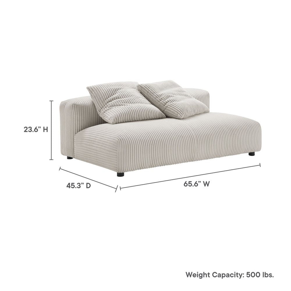 Solace Modular Corduroy Upholstered Armless Loveseat in Almond