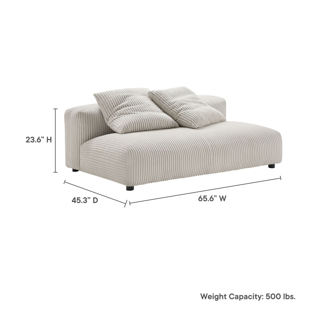 Solace Modular Corduroy Upholstered Armless Loveseat in Almond