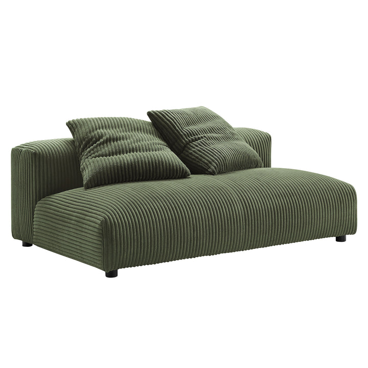 Solace Modular Corduroy Upholstered Armless Loveseat in Fern