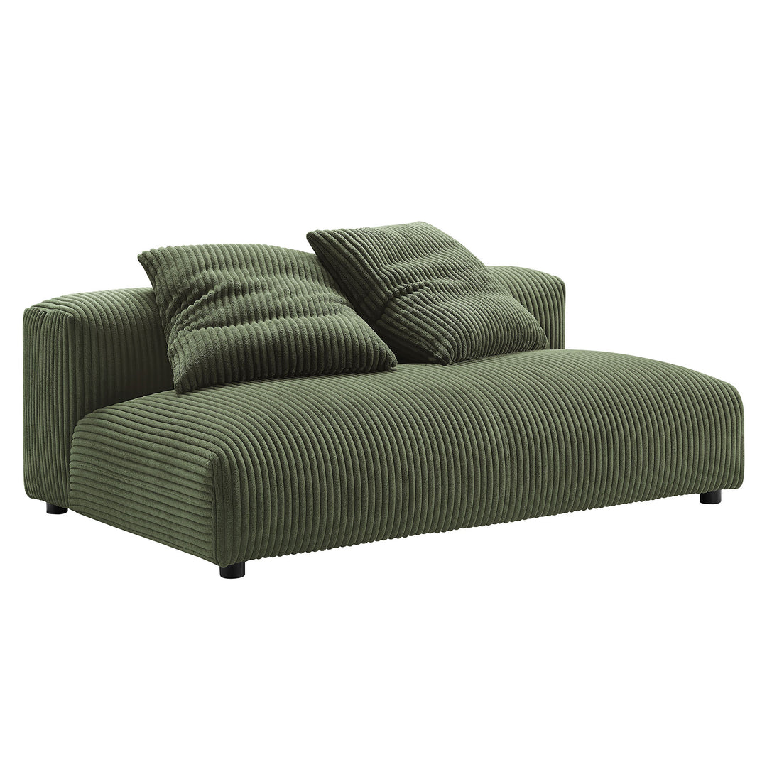 Solace Modular Corduroy Upholstered Armless Loveseat in Fern