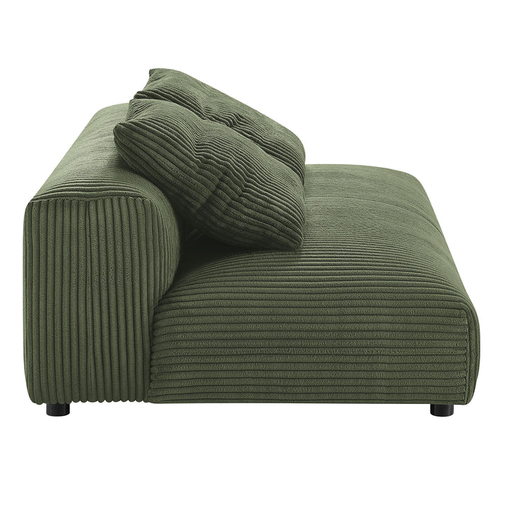 Solace Modular Corduroy Upholstered Armless Loveseat in Fern