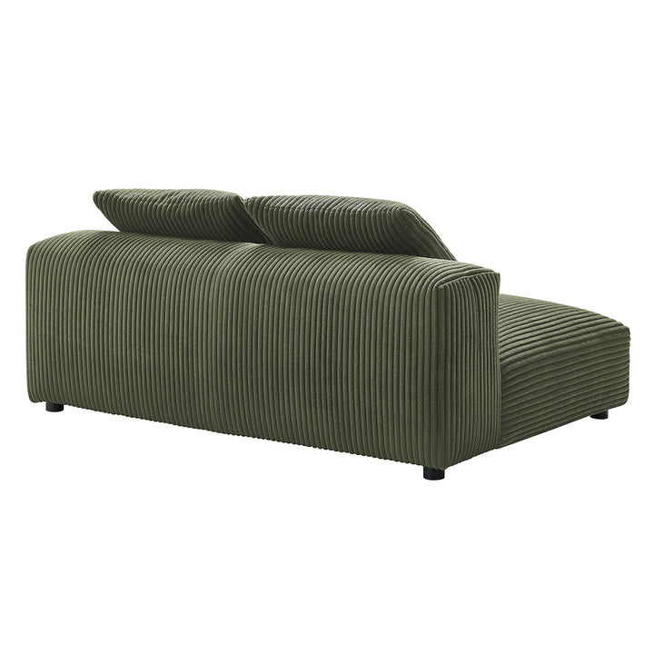 Solace Modular Corduroy Upholstered Armless Loveseat in Fern