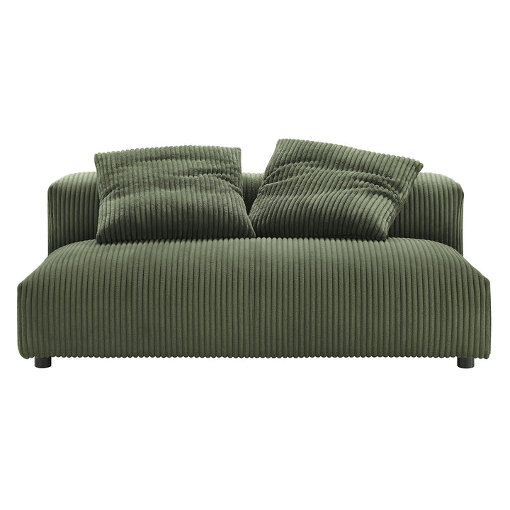 Solace Modular Corduroy Upholstered Armless Loveseat in Fern