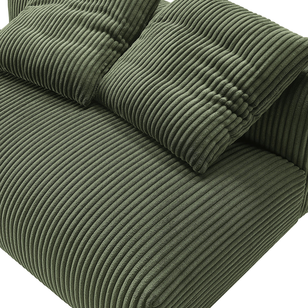 Solace Modular Corduroy Upholstered Armless Loveseat in Fern