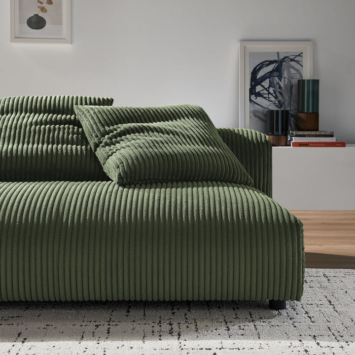 Solace Modular Corduroy Upholstered Armless Loveseat in Fern