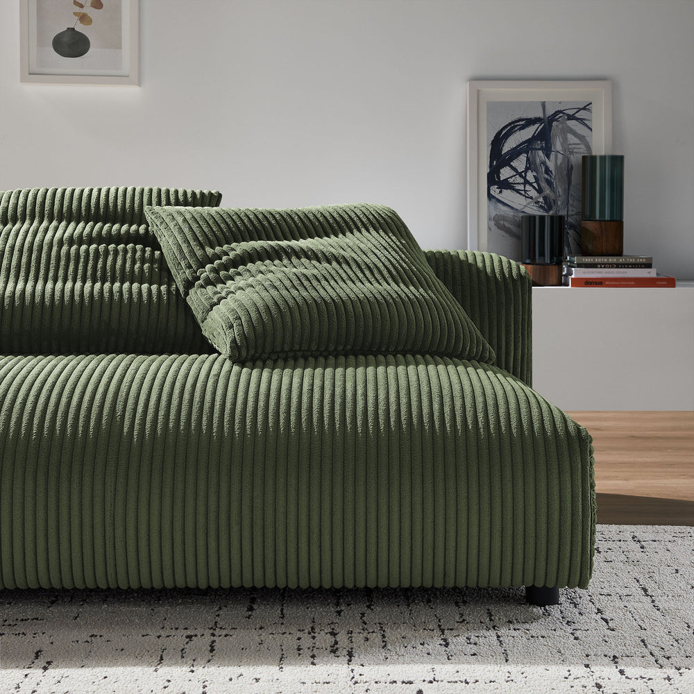 Solace Modular Corduroy Upholstered Armless Loveseat in Fern