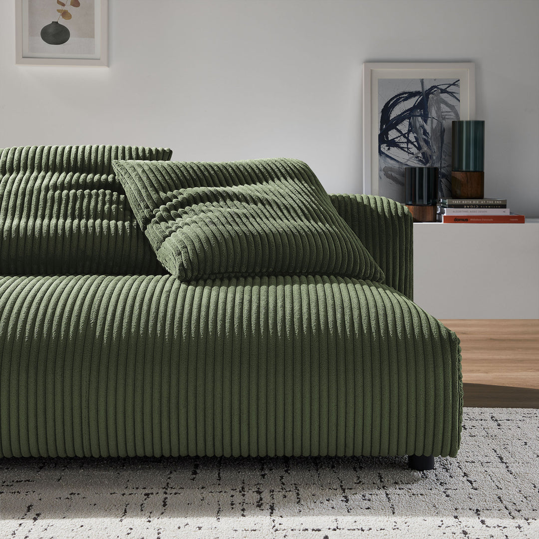 Solace Modular Corduroy Upholstered Armless Loveseat in Fern