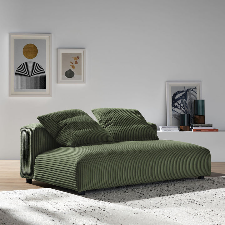 Solace Modular Corduroy Upholstered Armless Loveseat in Fern