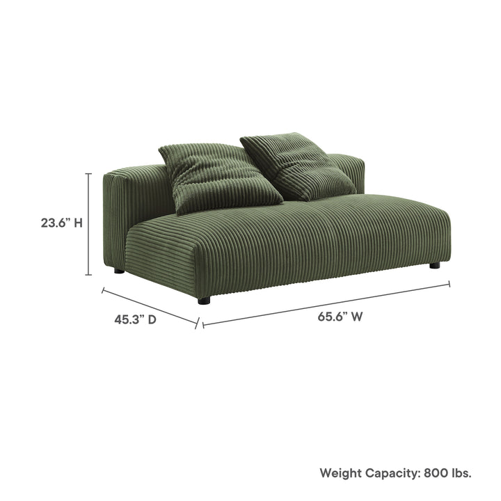 Solace Modular Corduroy Upholstered Armless Loveseat in Fern