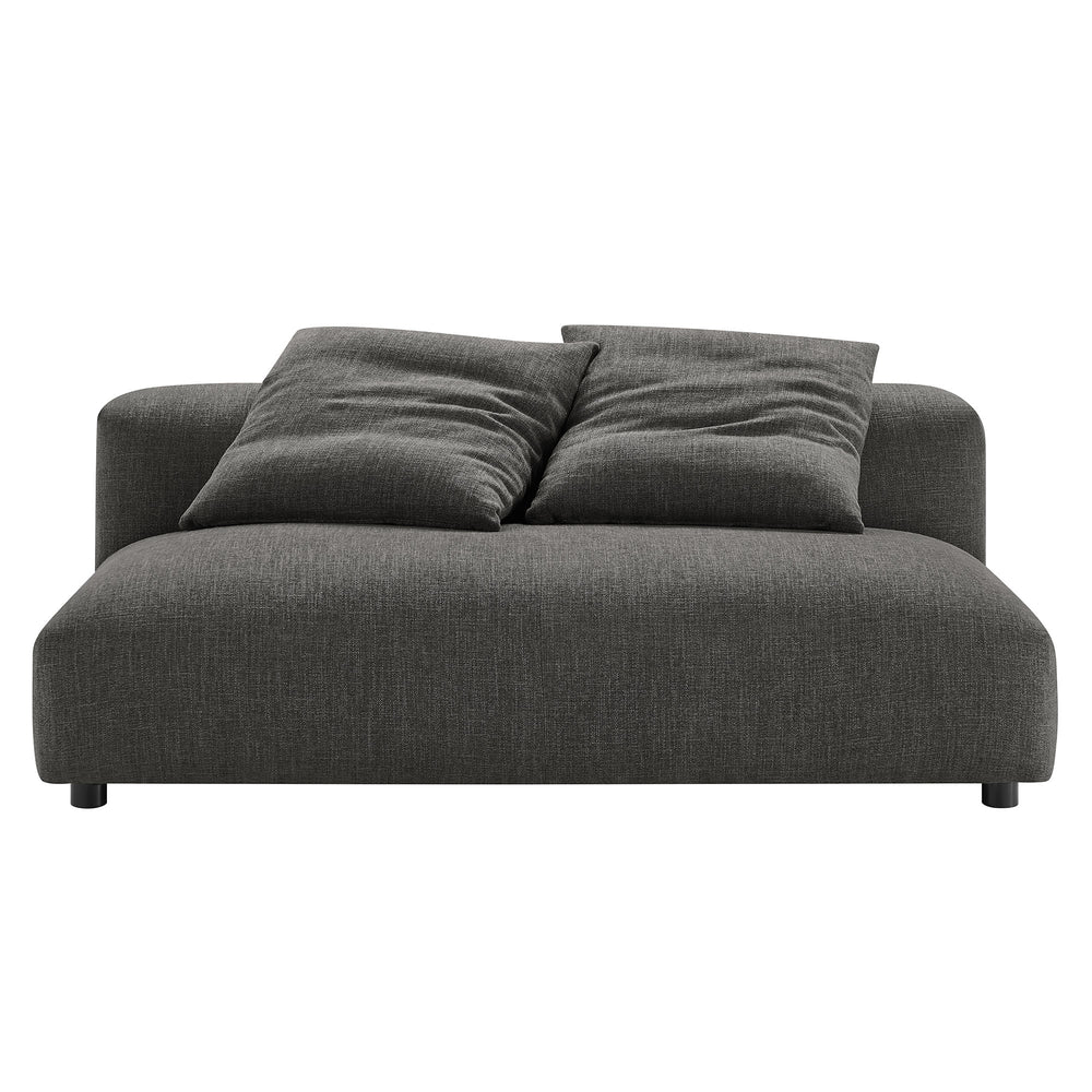Solace Modular Upholstered Fabric Armless Loveseat and Ottoman Set in Charcoal
