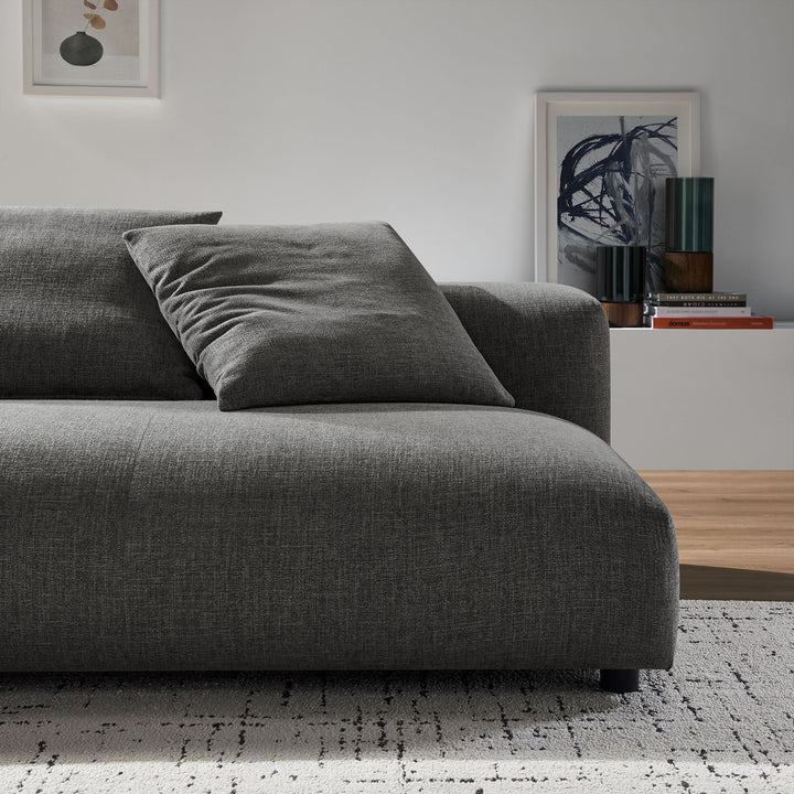 Solace Modular Upholstered Fabric Armless Loveseat in Charcoal