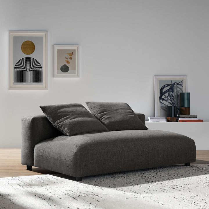 Solace Modular Upholstered Fabric Armless Loveseat in Charcoal