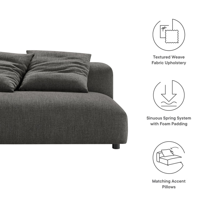Solace Modular Upholstered Fabric Armless Loveseat in Charcoal