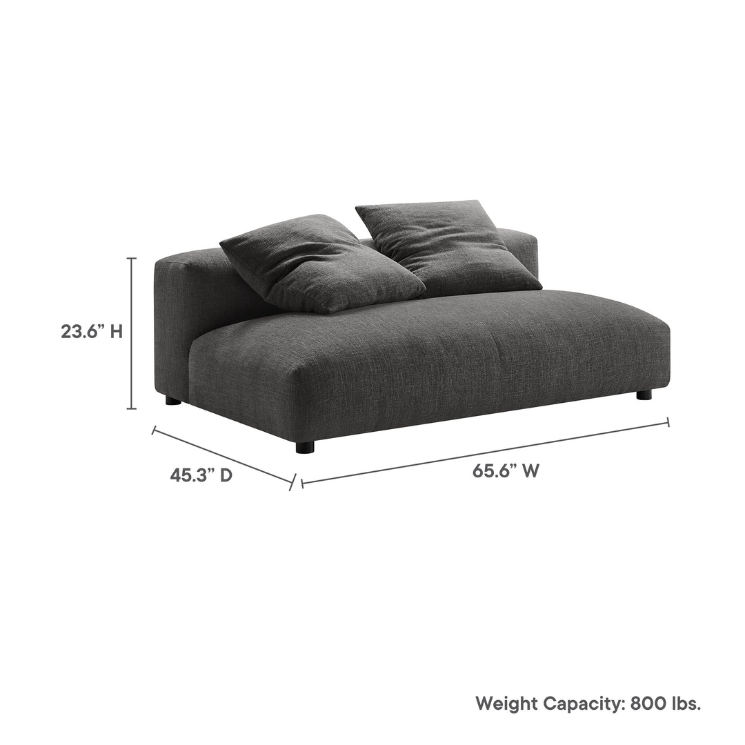 Solace Modular Upholstered Fabric Armless Loveseat in Charcoal