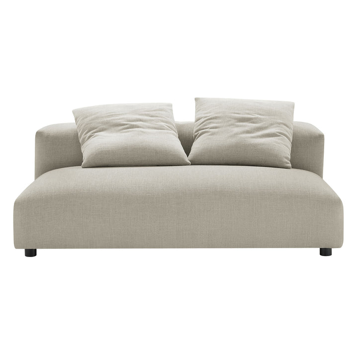 Solace Modular Upholstered Fabric Armless Loveseat and Ottoman Set in Linen