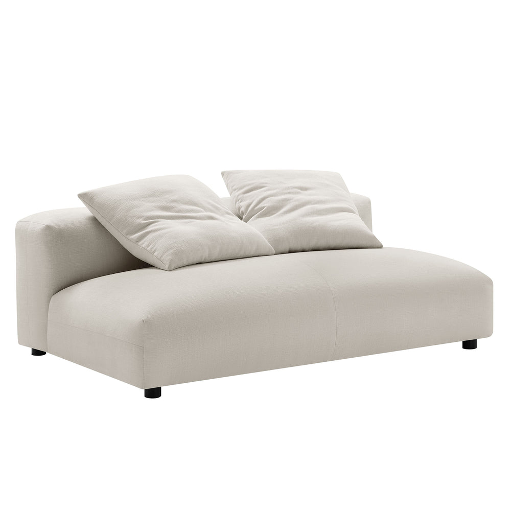 Solace Modular Upholstered Fabric Armless Loveseat and Ottoman Set in Salt