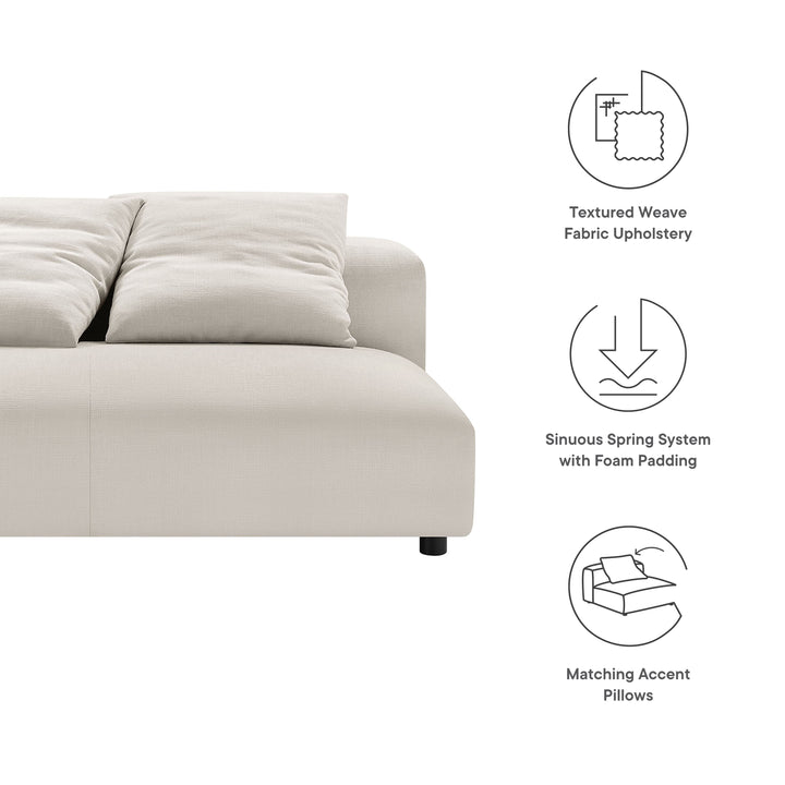 Solace Modular Upholstered Fabric Armless Loveseat in Salt