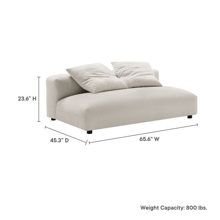 Solace Modular Upholstered Fabric Armless Loveseat in Salt