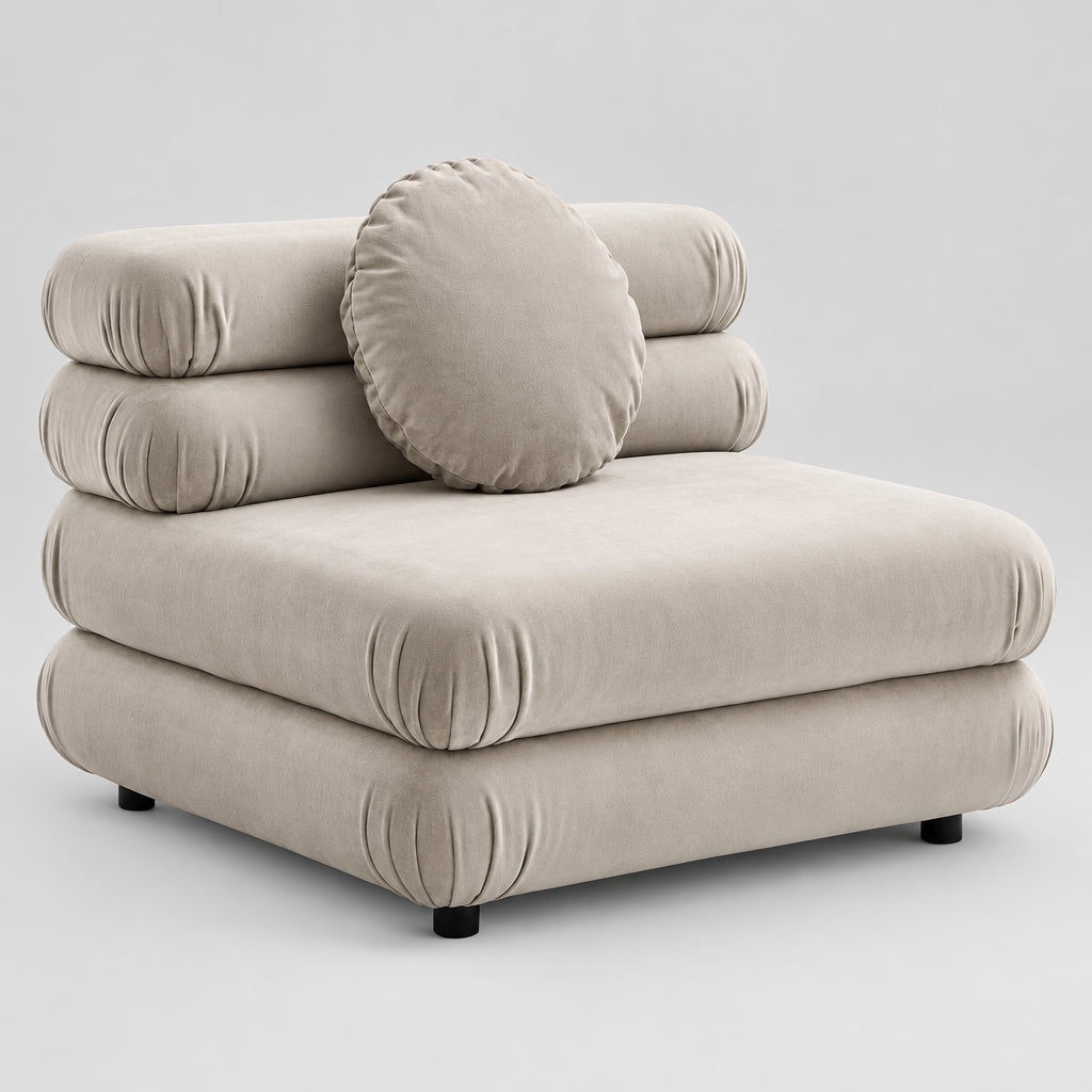 Jubilee Modular Performance Velvet Armless Chair in Almond