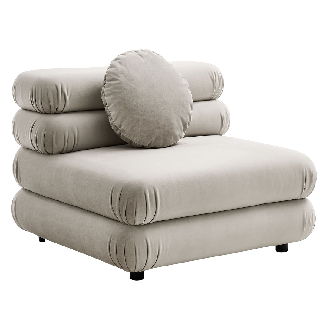 Jubilee Modular Performance Velvet Armless Chair in Almond