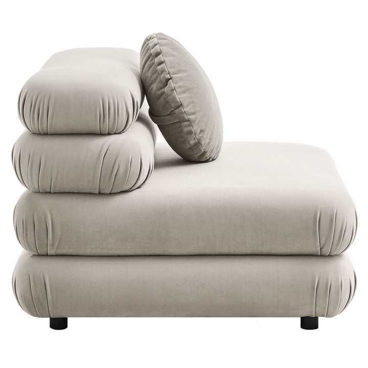 Jubilee Modular Performance Velvet Armless Chair in Almond