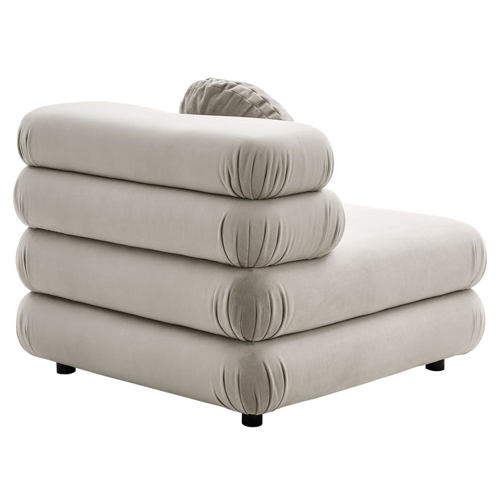 Jubilee Modular Performance Velvet Armless Chair in Almond