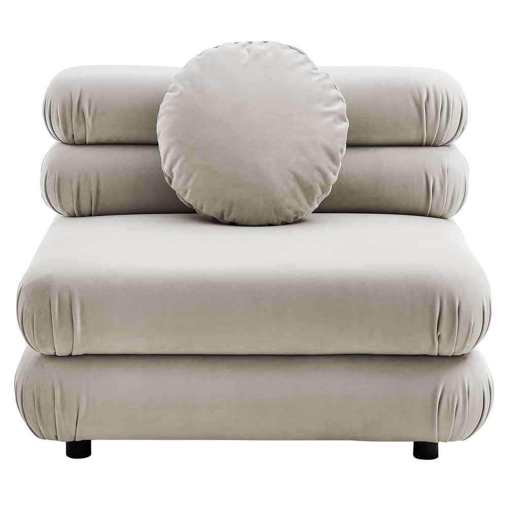 Jubilee Modular Performance Velvet Armless Chair in Almond