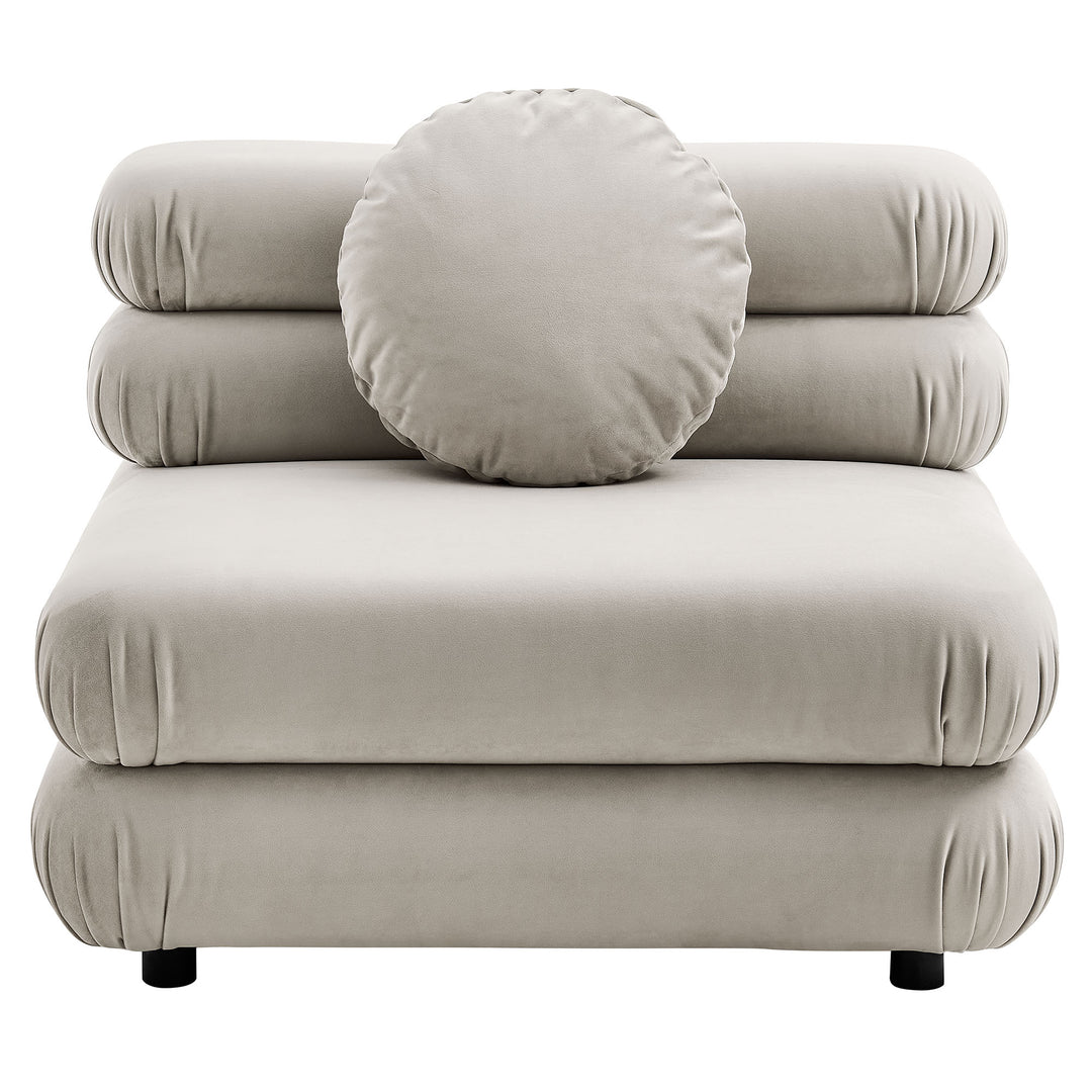 Jubilee Modular Performance Velvet Armless Chair in Almond