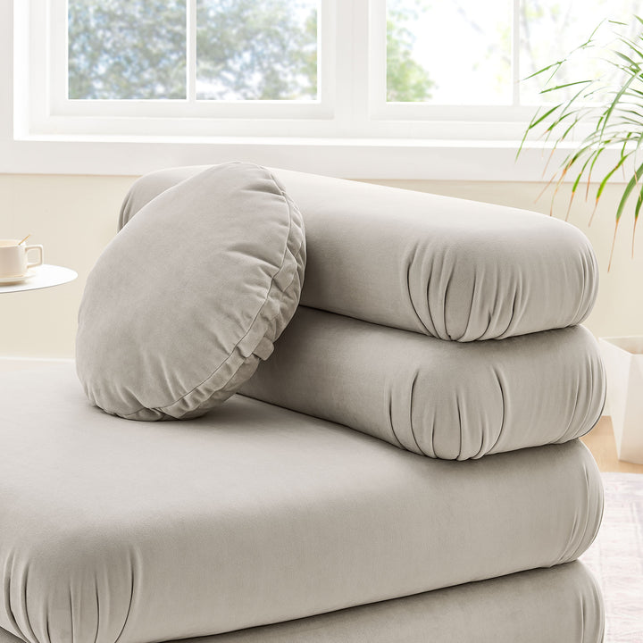 Jubilee Modular Performance Velvet Armless Chair in Almond