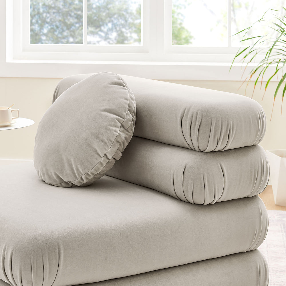 Jubilee Modular Performance Velvet Armless Chair in Almond