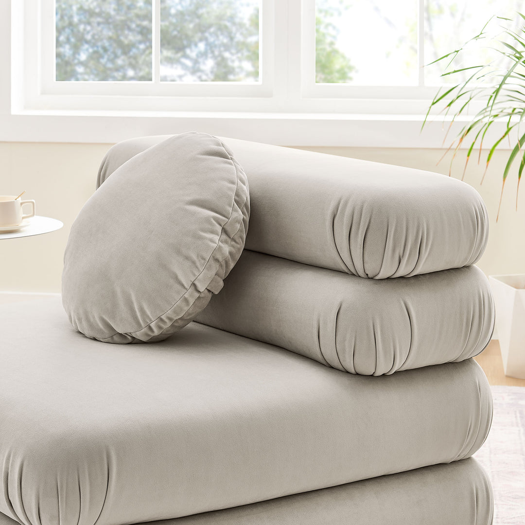 Jubilee Modular Performance Velvet Armless Chair in Almond