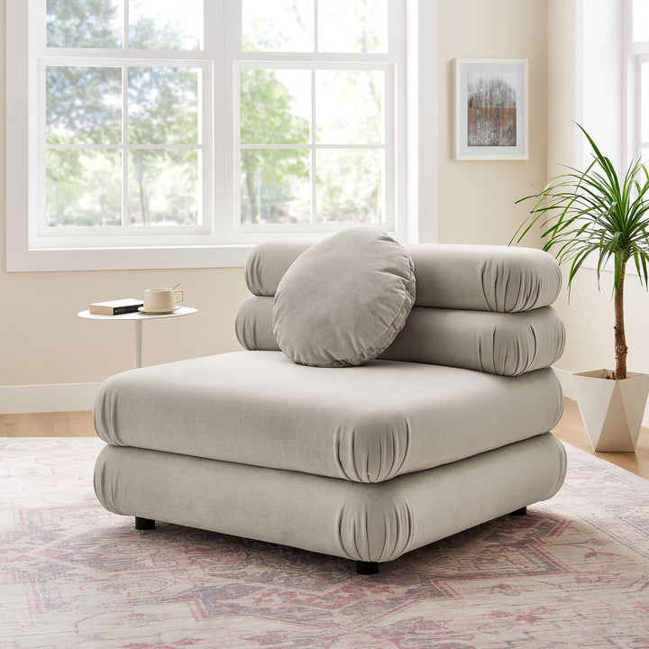 Jubilee Modular Performance Velvet Armless Chair in Almond