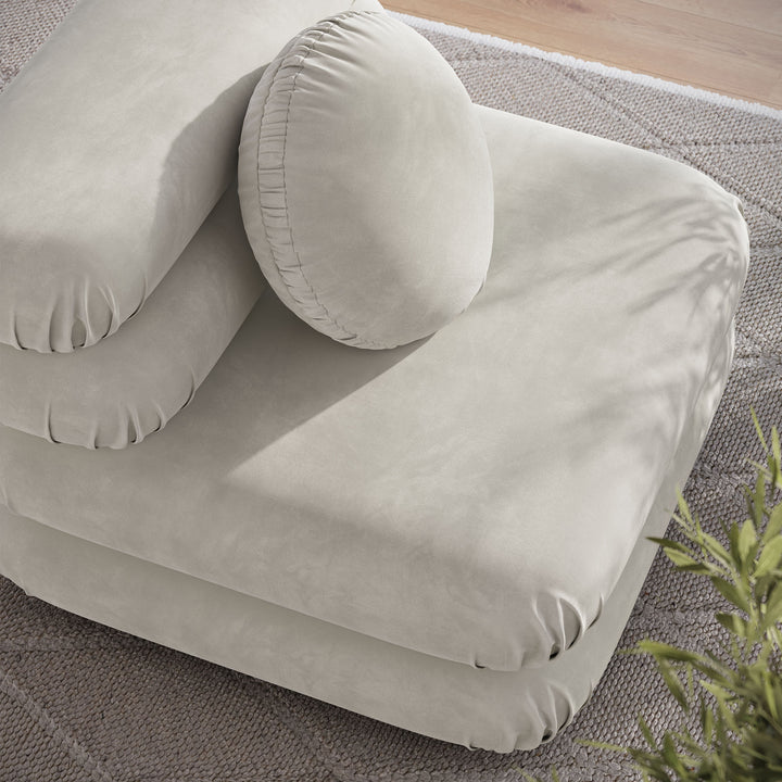 Jubilee Modular Performance Velvet Armless Chair in Almond