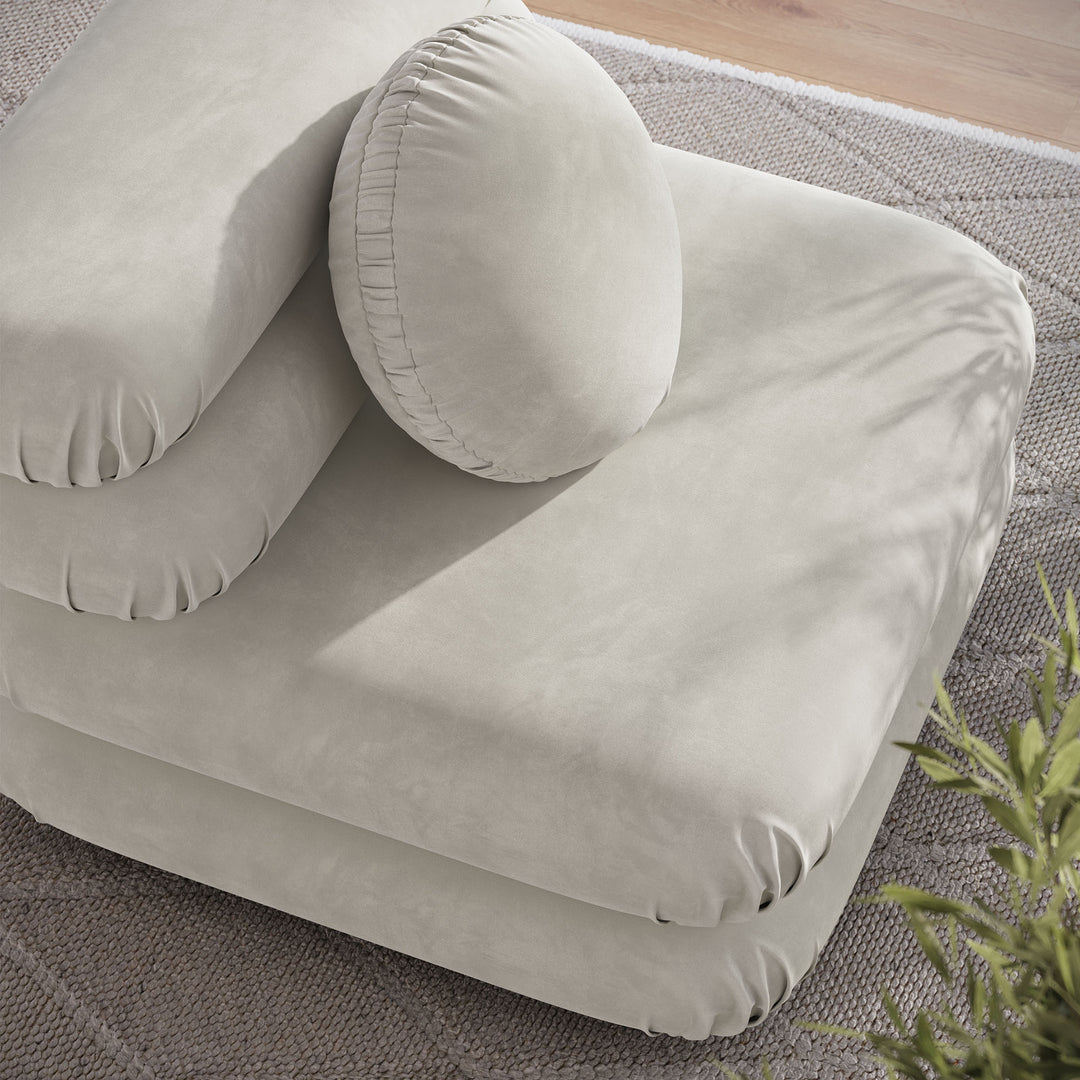 Jubilee Modular Performance Velvet Armless Chair in Almond