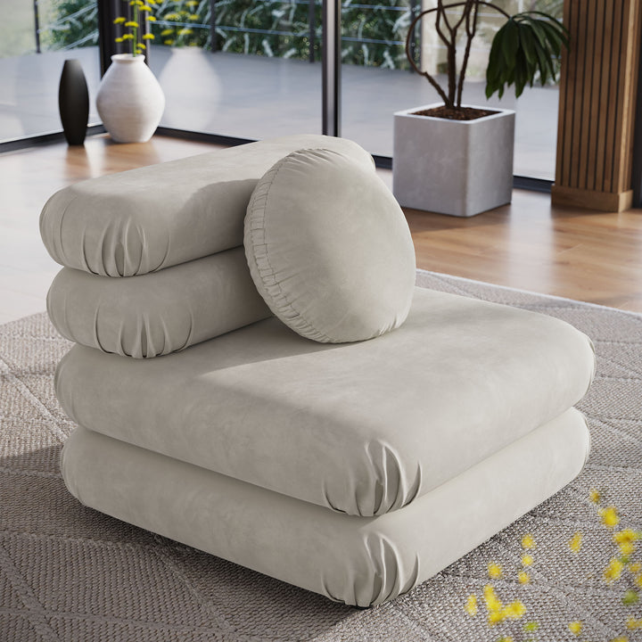 Jubilee Modular Performance Velvet Armless Chair in Almond