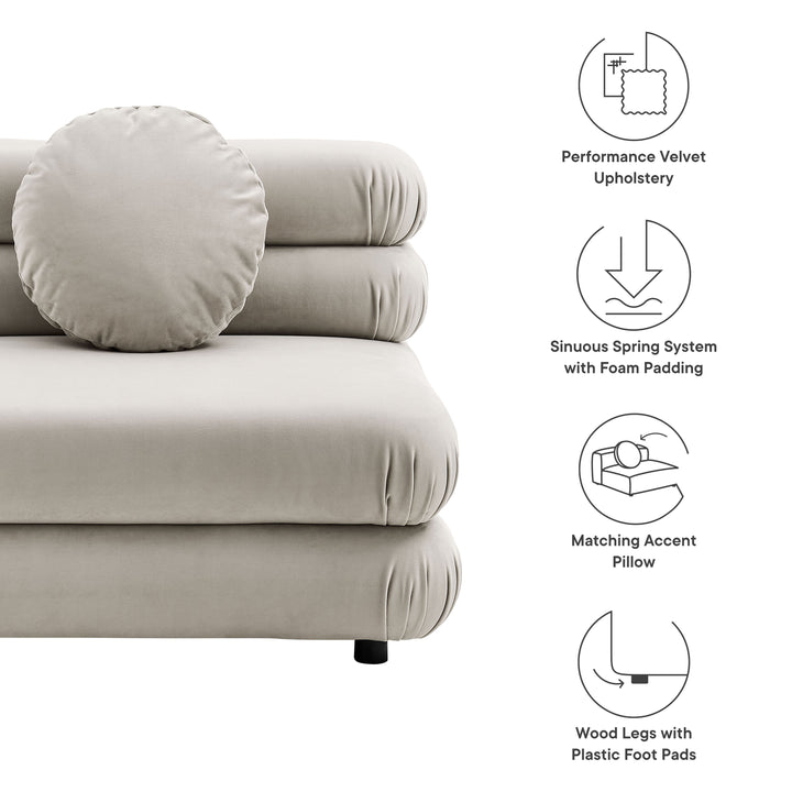 Jubilee Modular Performance Velvet Armless Chair in Almond