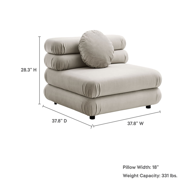 Jubilee Modular Performance Velvet Armless Chair in Almond