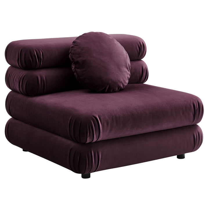 Jubilee Modular Performance Velvet Armless Chair in Mulberry