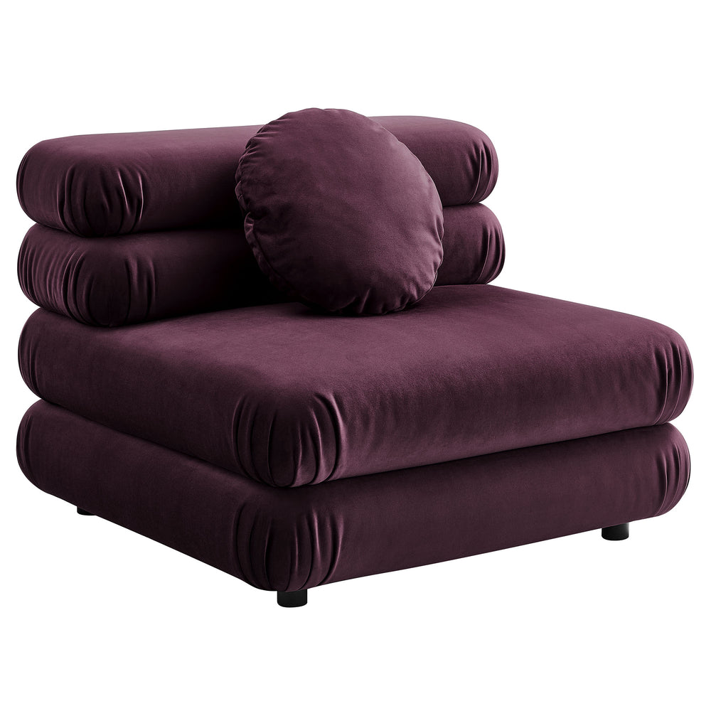 Jubilee Modular Performance Velvet Armless Chair in Mulberry