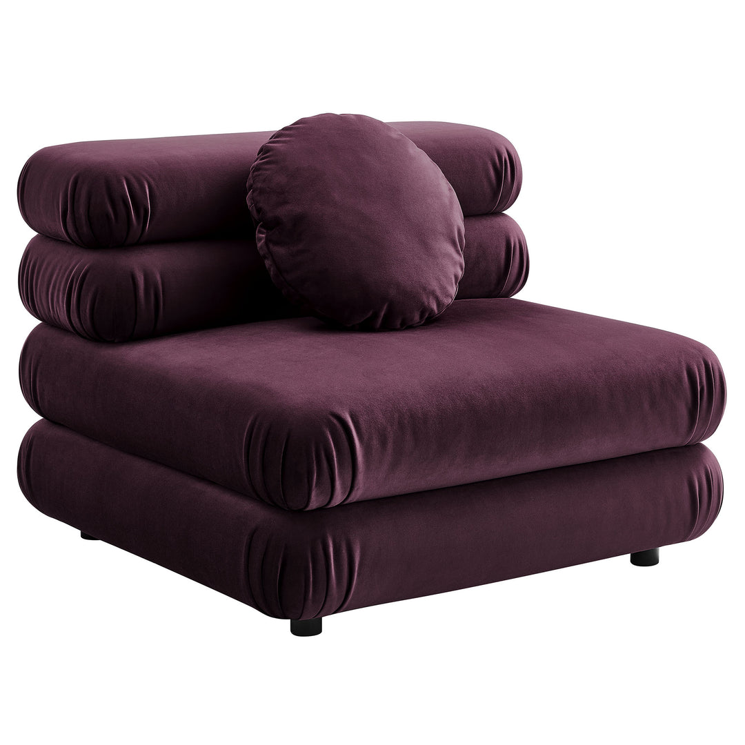 Jubilee Modular Performance Velvet Armless Chair in Mulberry