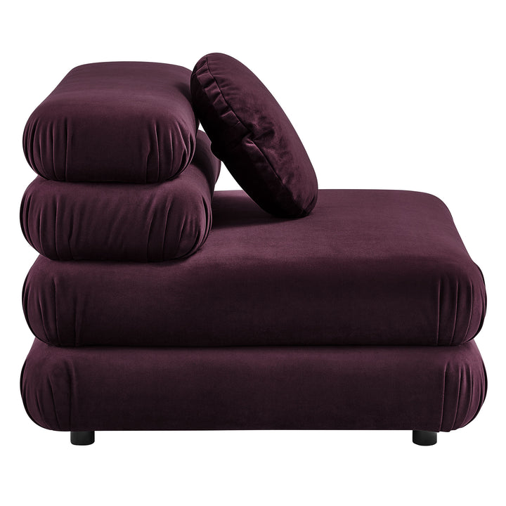 Jubilee Modular Performance Velvet Armless Chair in Mulberry