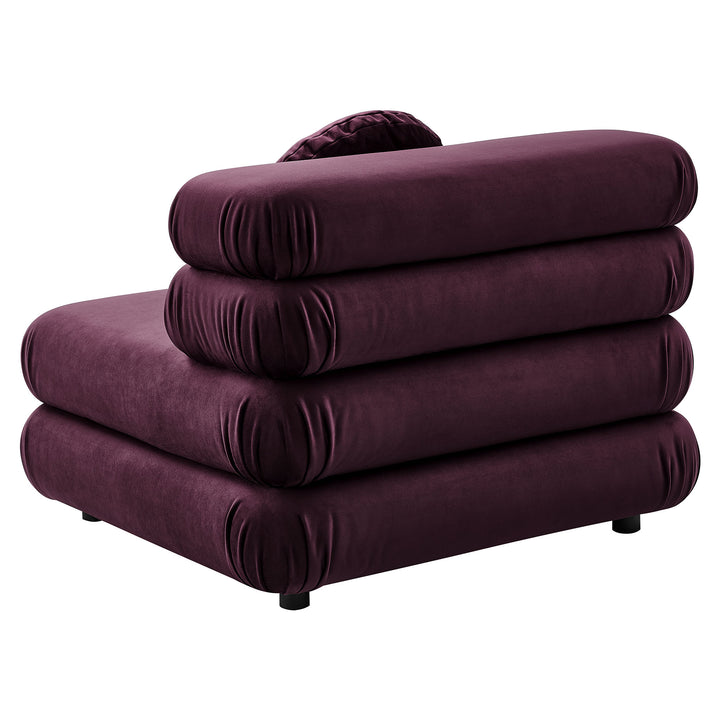 Jubilee Modular Performance Velvet Armless Chair in Mulberry