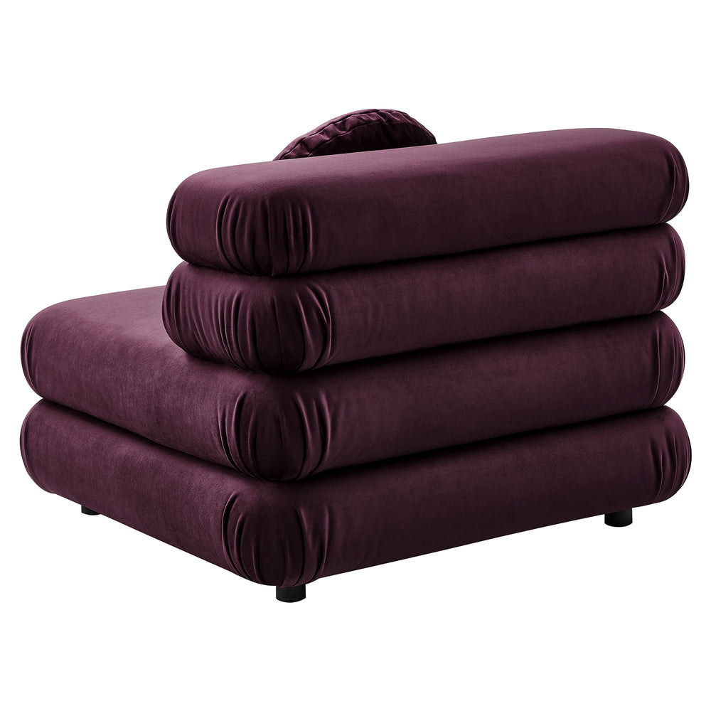 Jubilee Modular Performance Velvet Armless Chair in Mulberry