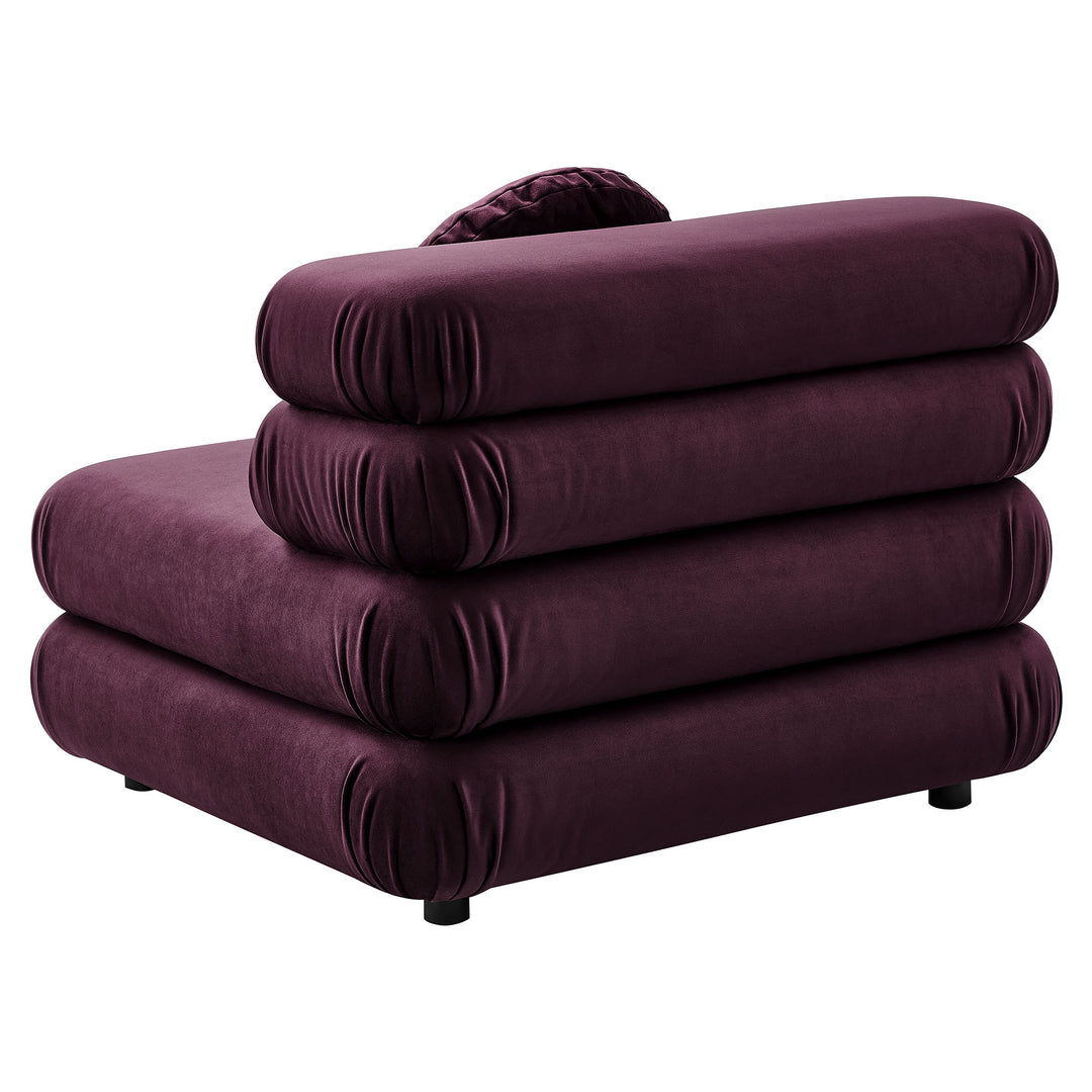 Jubilee Modular Performance Velvet Armless Chair in Mulberry