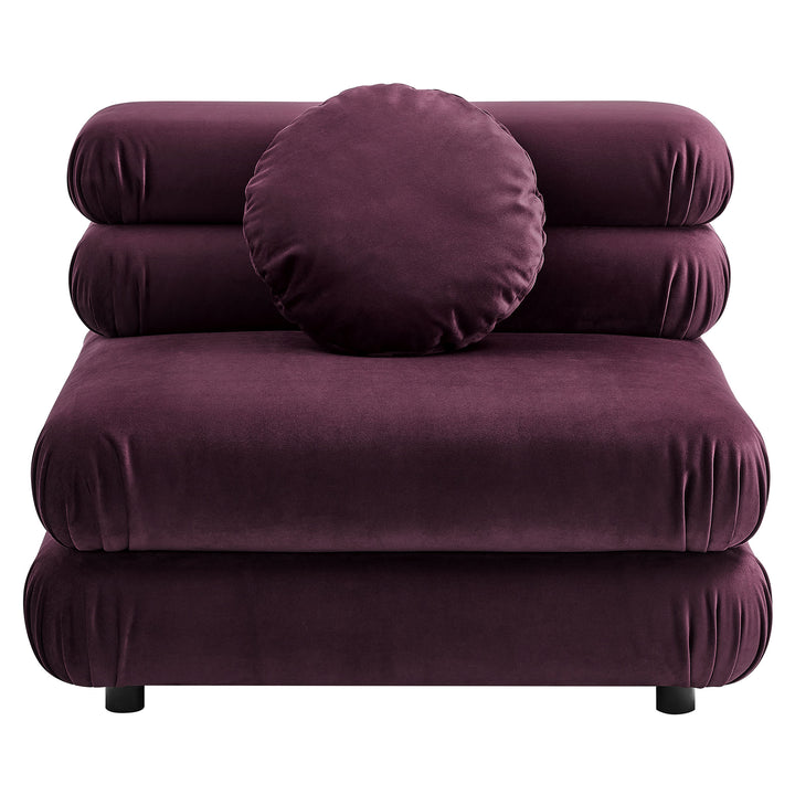 Jubilee Modular Performance Velvet Armless Chair in Mulberry