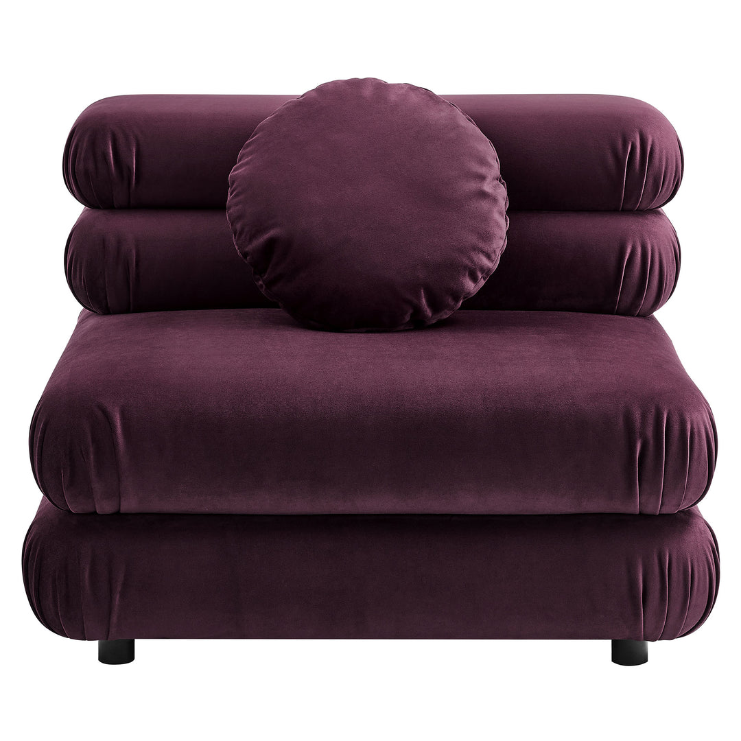 Jubilee Modular Performance Velvet Armless Chair in Mulberry