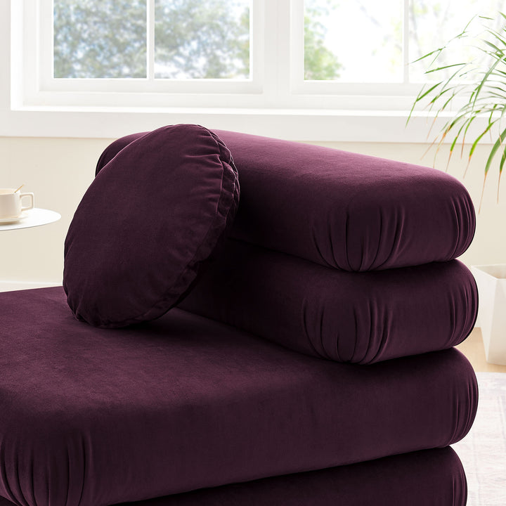 Jubilee Modular Performance Velvet Armless Chair in Mulberry